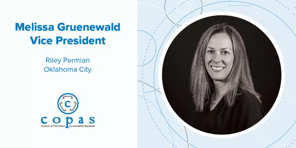 Meet Melissa Gruenewald - 1 - Council of Petroleum Accountants Societies Meet Melissa Gruenewald - 01865 COPAS Member Spotlights Melissa Gruenewald FA 1200x600 - Council of Petroleum Accountants Societies