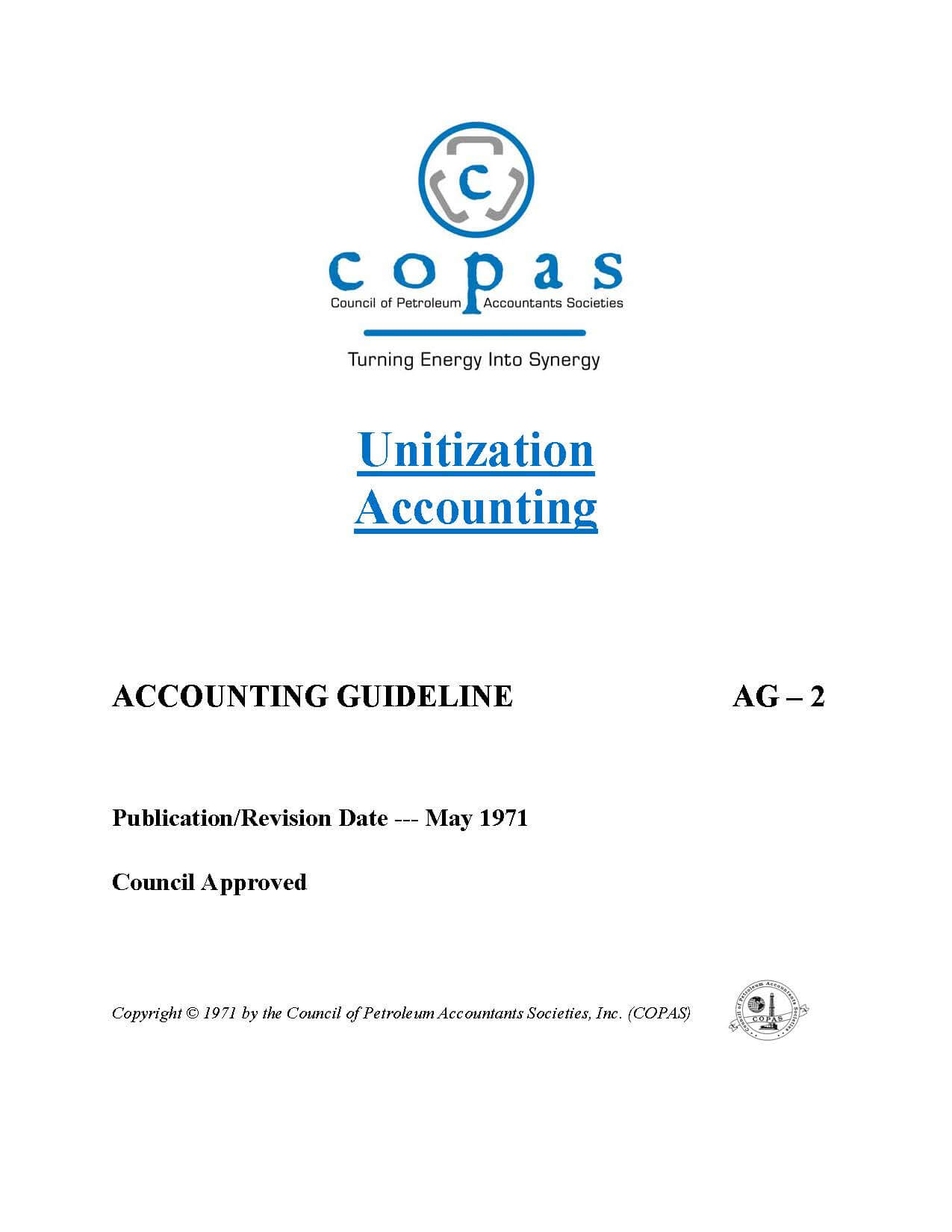 AG-2 Unitization Accounting - products AG 2 Unitization Accounting - Council of Petroleum Accountants Societies