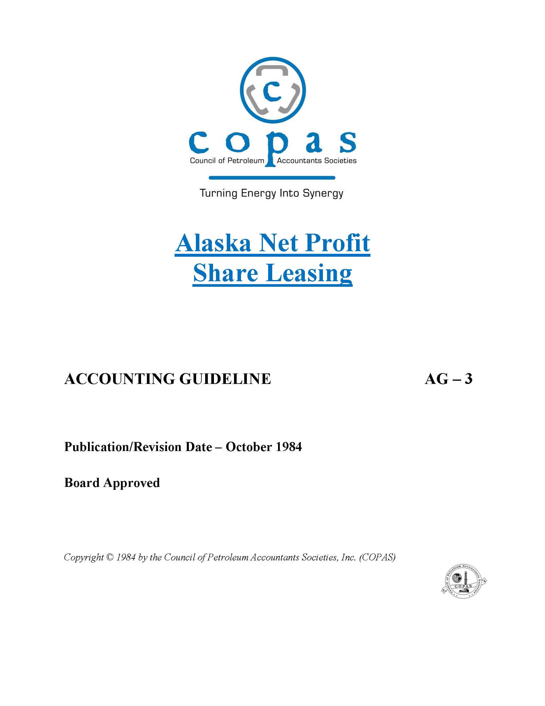 AG-3 Alaska Net Profit Share Leasing - products AG 3 Alaska Net Profit Share Leasing - Council of Petroleum Accountants Societies