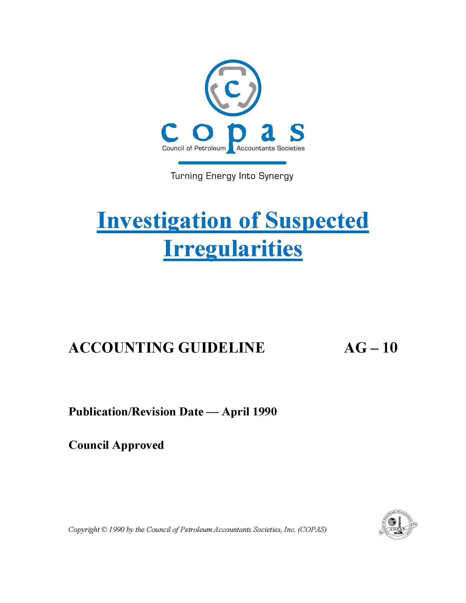 AG-10 Investigations Of Suspected Irregularities - products AG 10 Investigations of Suspected Irregularities27 - Council of Petroleum Accountants Societies