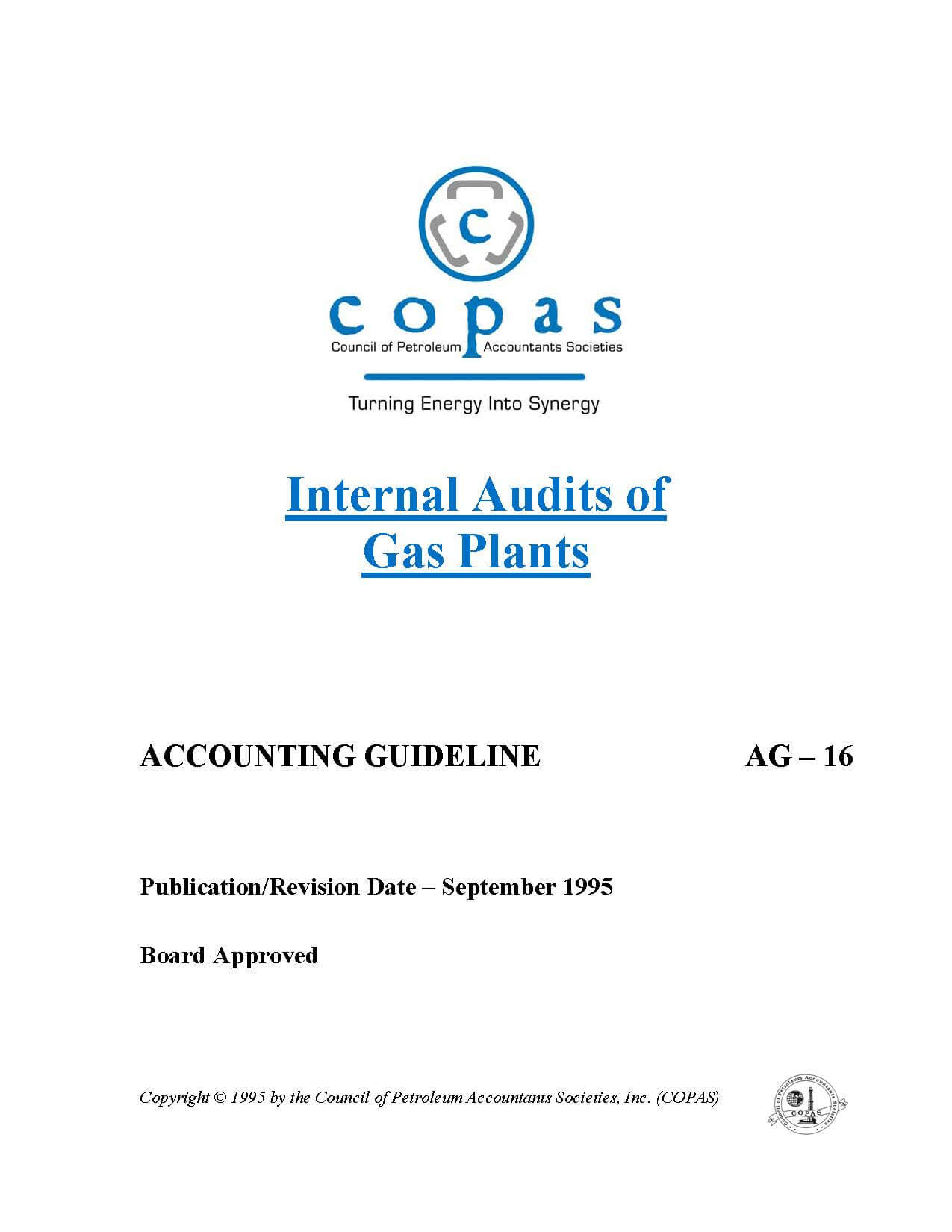 AG-16 Internal Audits of Gas Plants - products AG 16 Internal Audits of Gas Plants - Council of Petroleum Accountants Societies