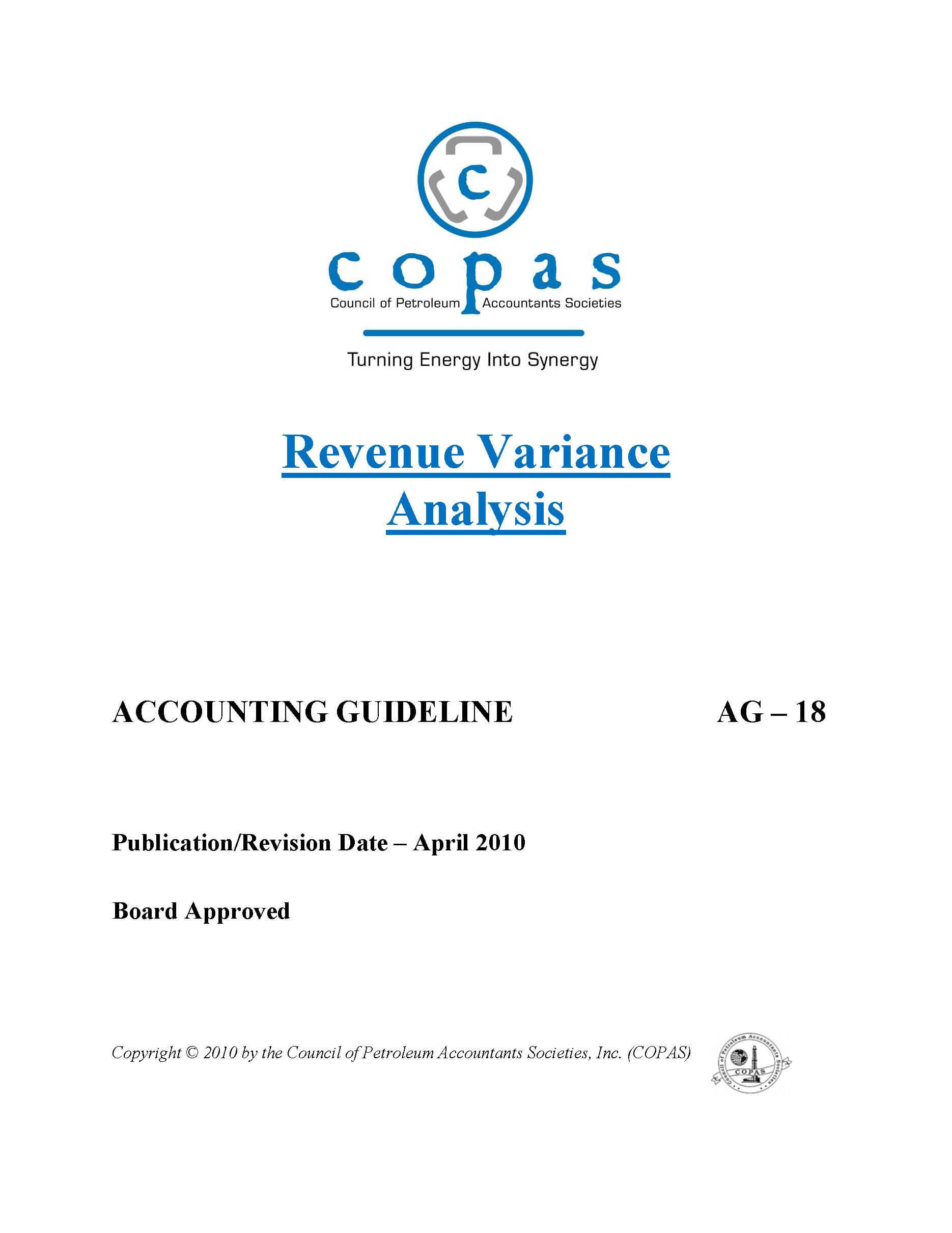 AG-18 Revenue Variance Analysis - products AG 18 Revenue Variance Analysis - Council of Petroleum Accountants Societies