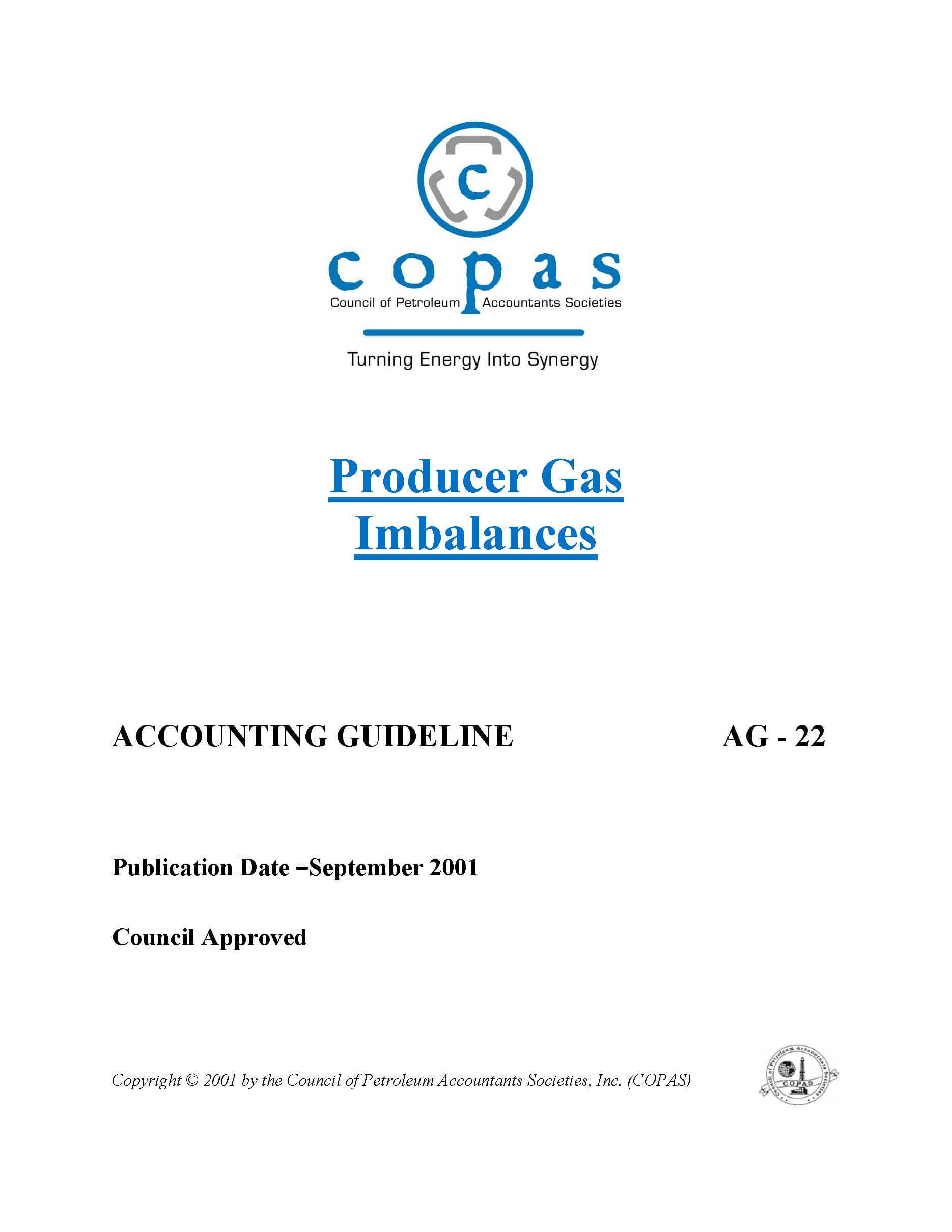 AG-22 Producer Gas Imbalances - products AG 22 Producer Gas Imbalances - Council of Petroleum Accountants Societies
