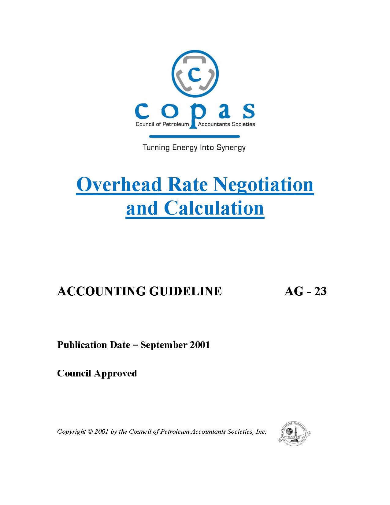 AG-23 Overhead Rate Negotiation & Calculation - products AG 23 Overhead Rate Negotiation and Calculation - Council of Petroleum Accountants Societies