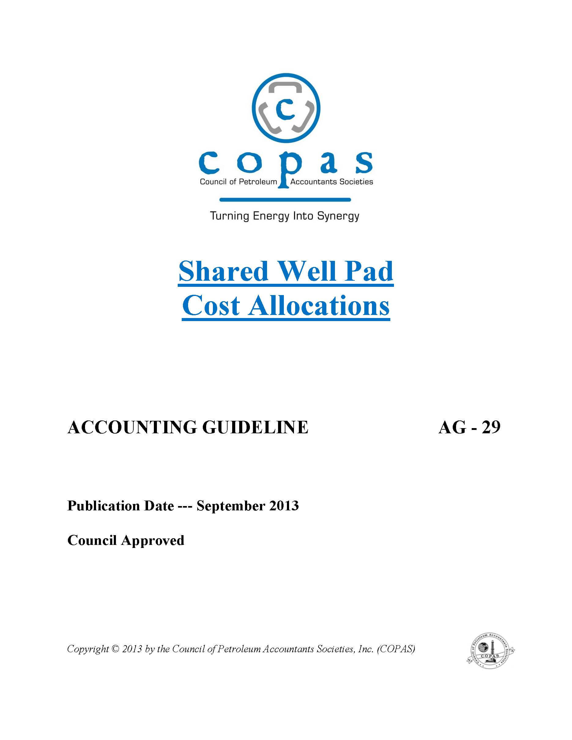AG-29 Shared Well Pad Cost Allocations - products AG 29 Shared Well Pad Cost Allocations - Council of Petroleum Accountants Societies