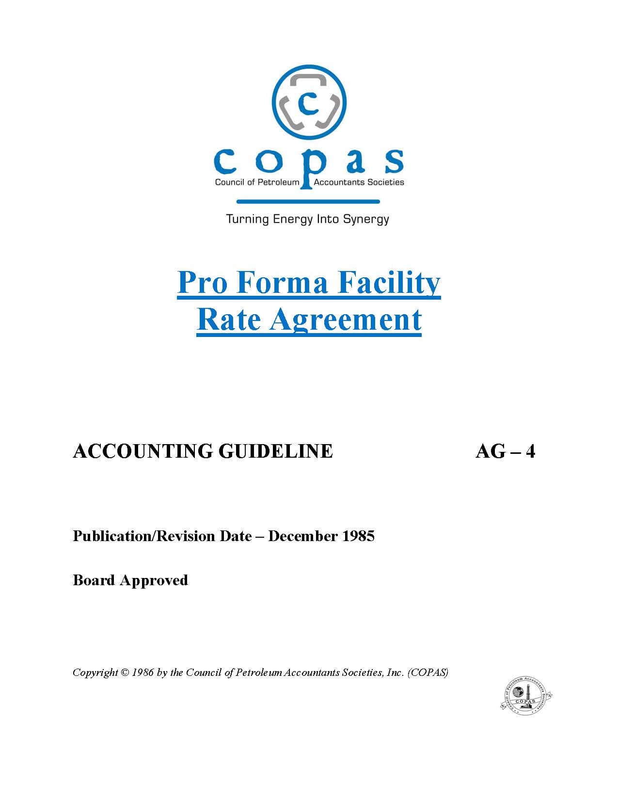 AG-4 Proforma Facility Rate Agreement - products AG 4 Proforma Facility Rate Agreement - Council of Petroleum Accountants Societies