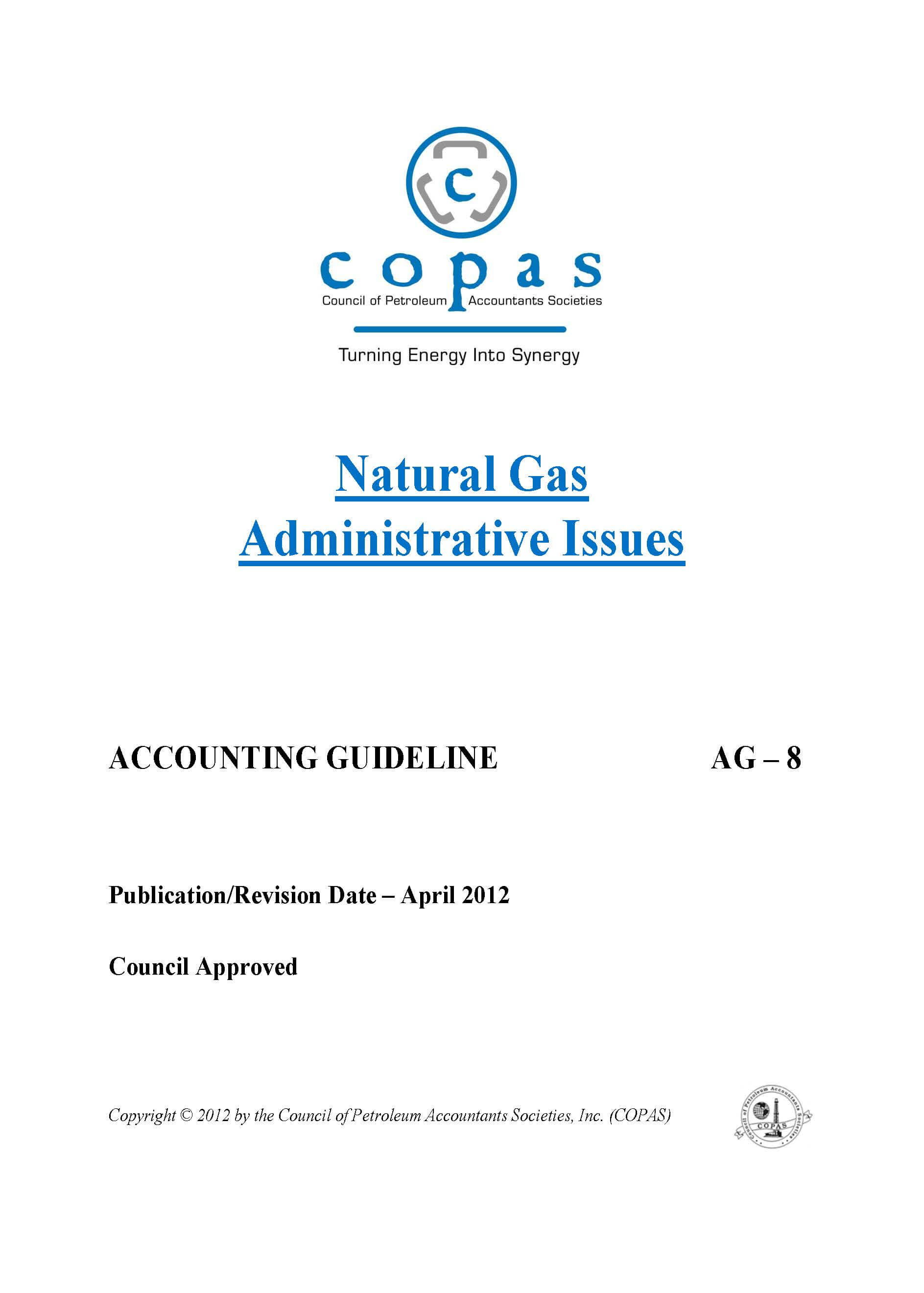 AG-8 Natural Gas Administrative Issues - products AG 8 Natural Gas Administrative Issues - Council of Petroleum Accountants Societies