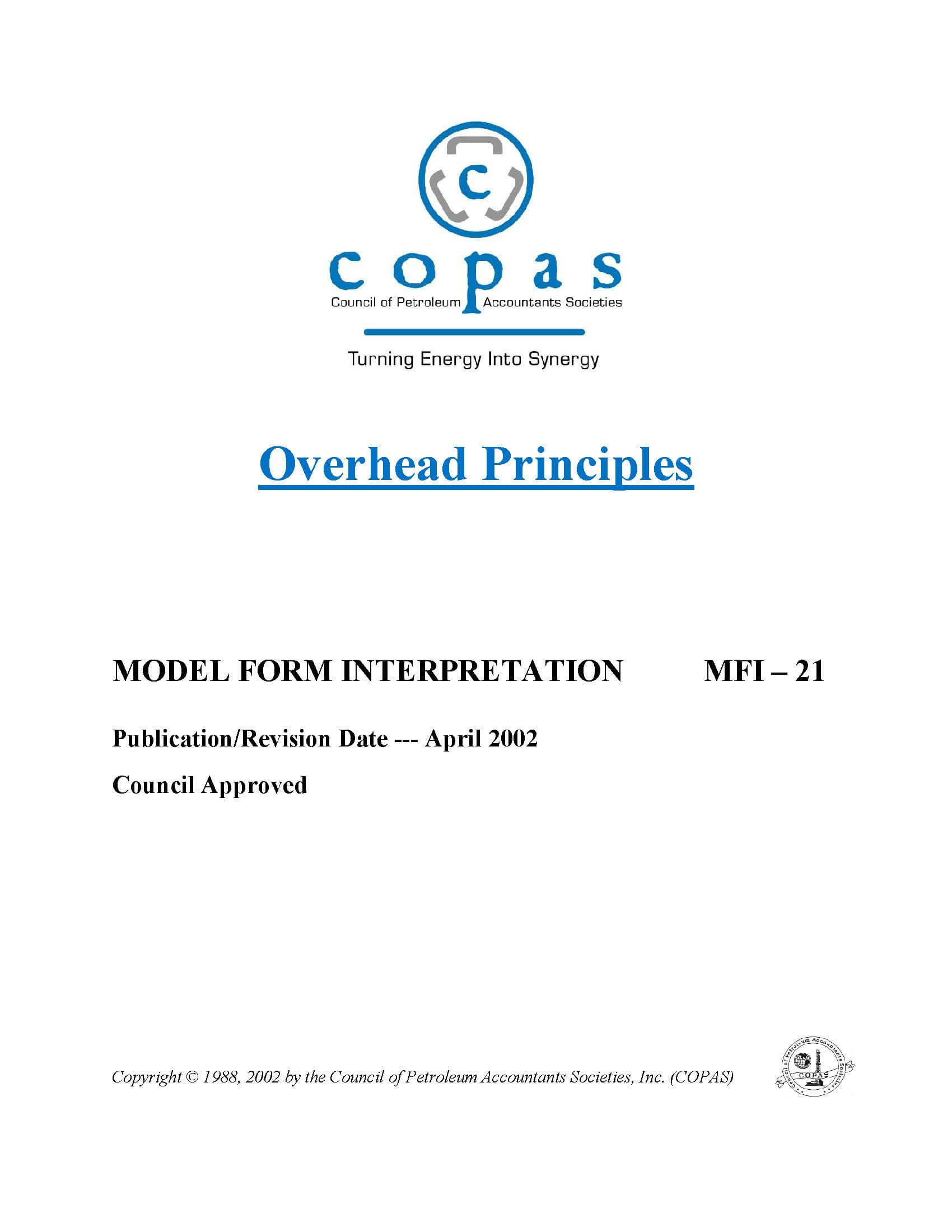MFI-21 Overhead Principles - products MFI 21 Overhead Principles - Council of Petroleum Accountants Societies