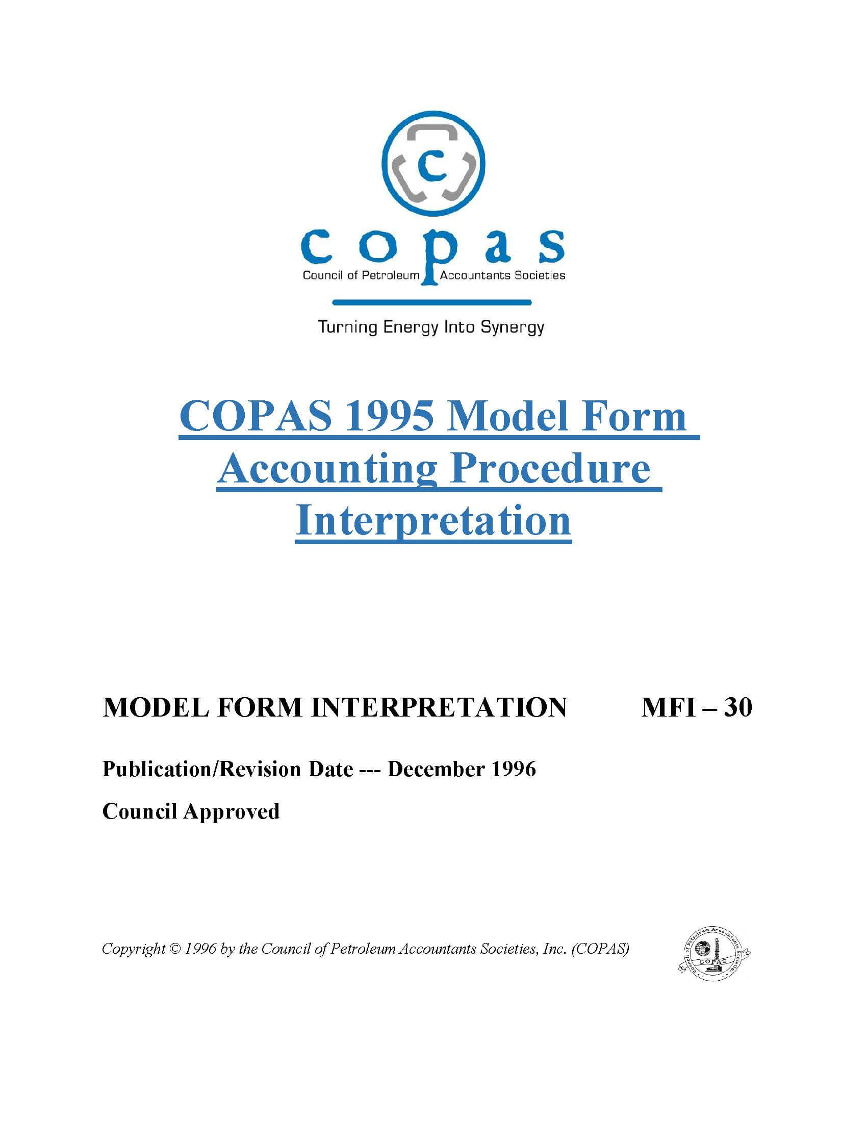 MFI-30 1995 Model Form Accounting Procedure Interpretation
