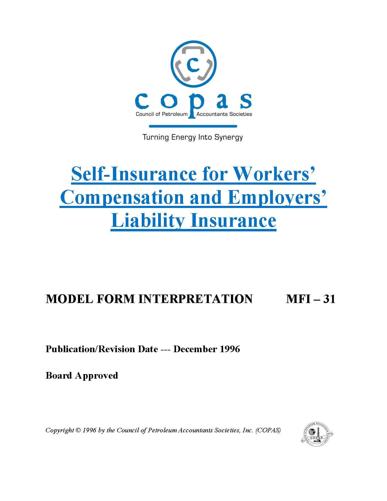 MFI-31 Self-Insurance for Workers’ Compensation and Employers’ Liability Insurance