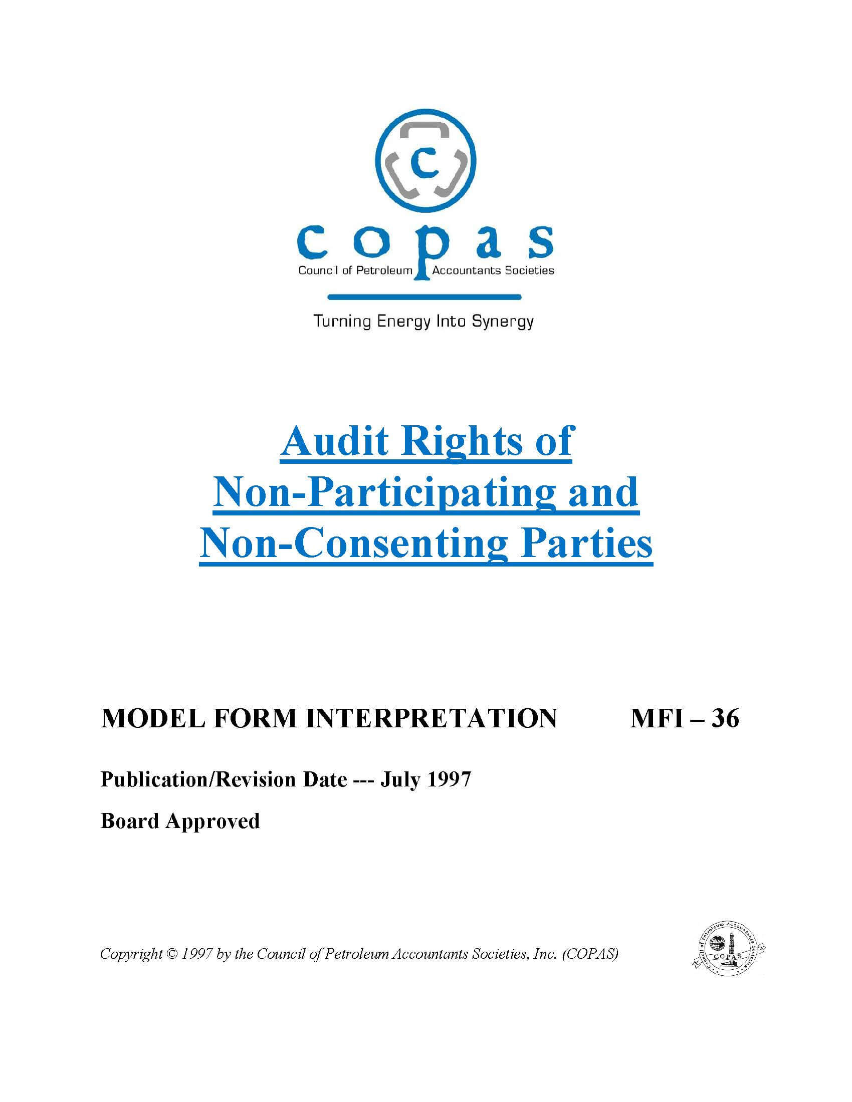 MFI-36 Audit Rights of Non Participating and Non Consenting Parties