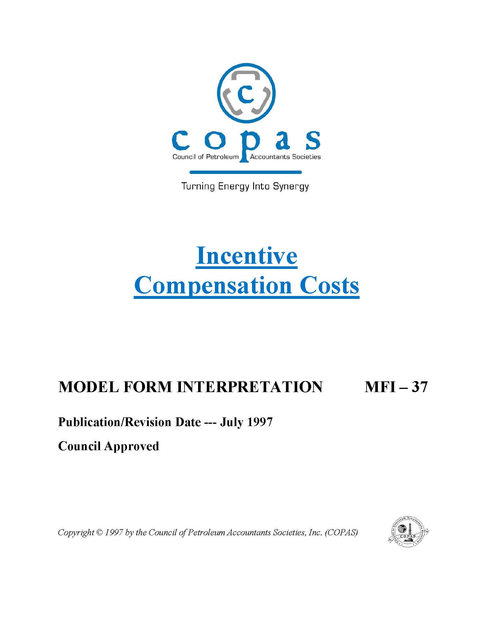 MFI-37 Incentive Compensation Costs - products MFI 37 Incentive Compensation Costs - Council of Petroleum Accountants Societies