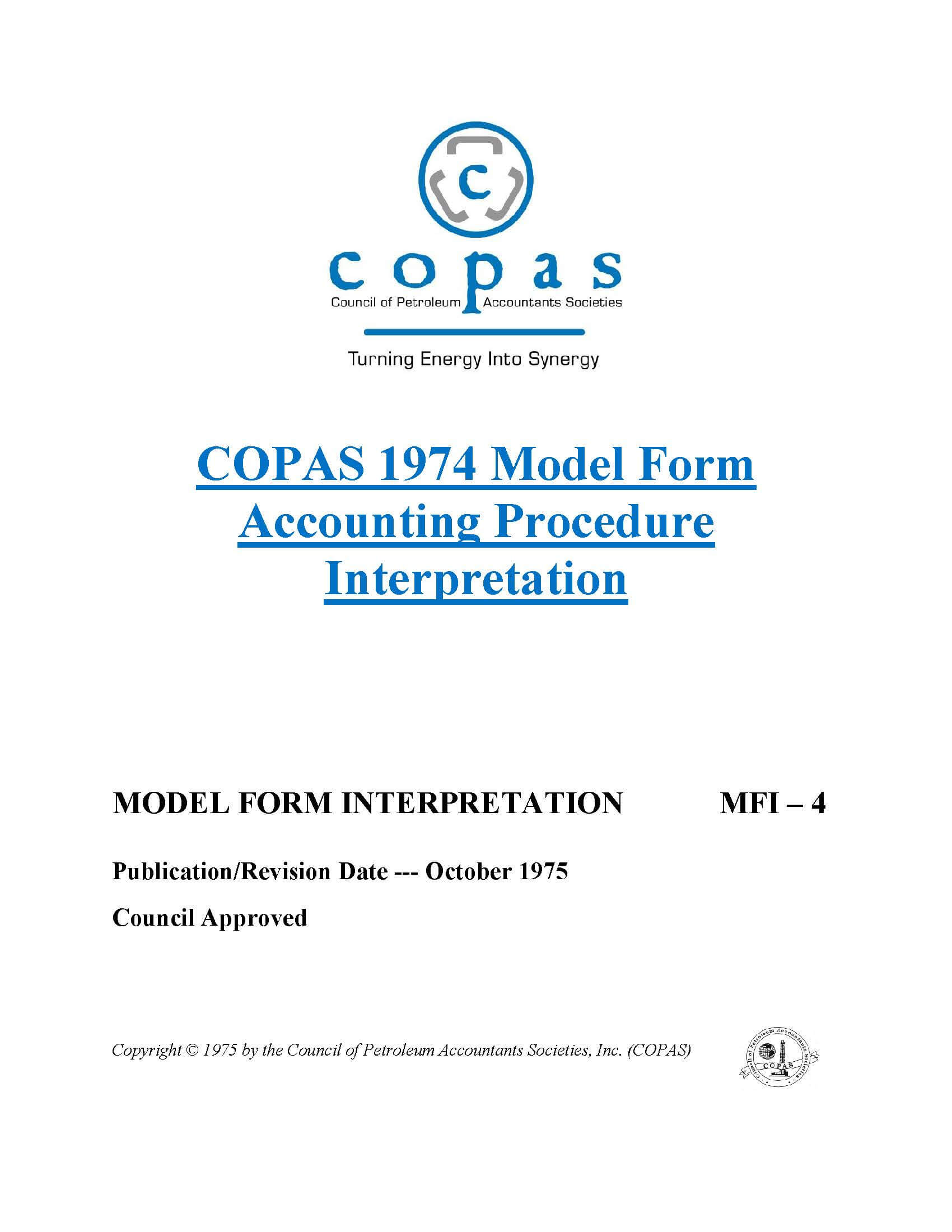 MFI-4 1974 Model Form Accounting Procedure Interpretation