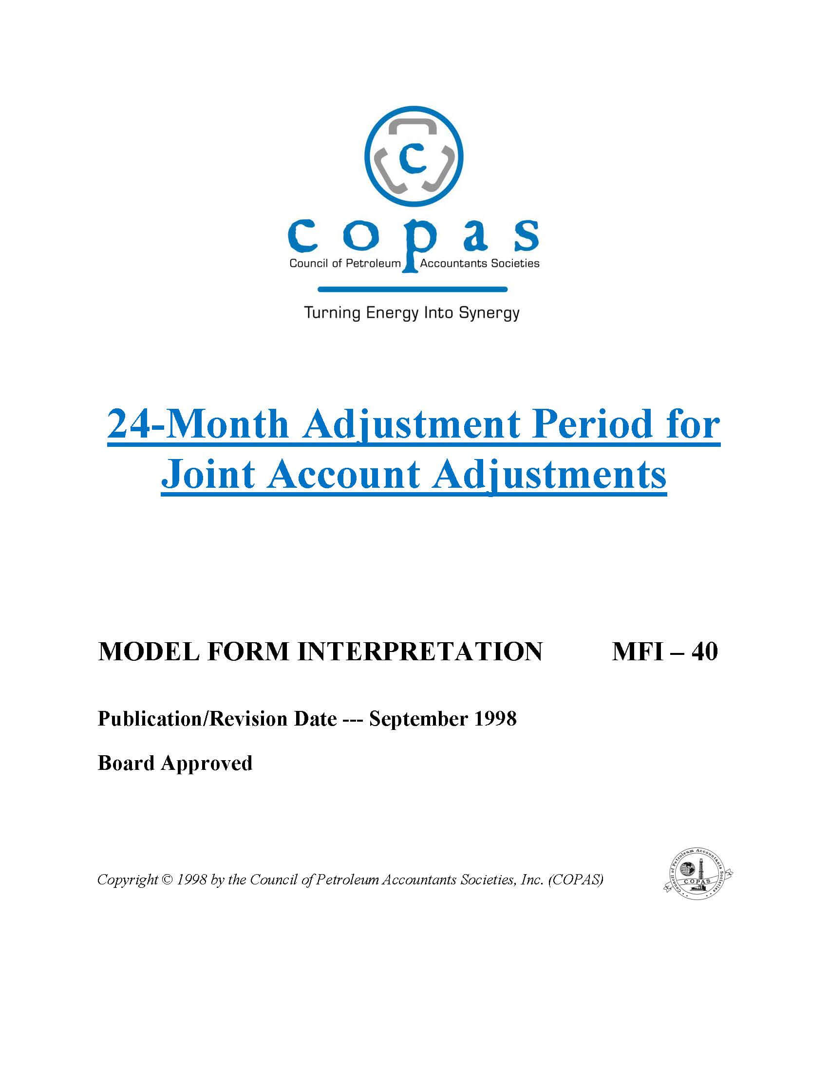 MFI-40 24 Month Adjustment Period for Joint Account Adjustments - products MFI 40 24 Month Accounting Adjustment Period Joint Account Adjustments - Council of Petroleum Accountants Societies