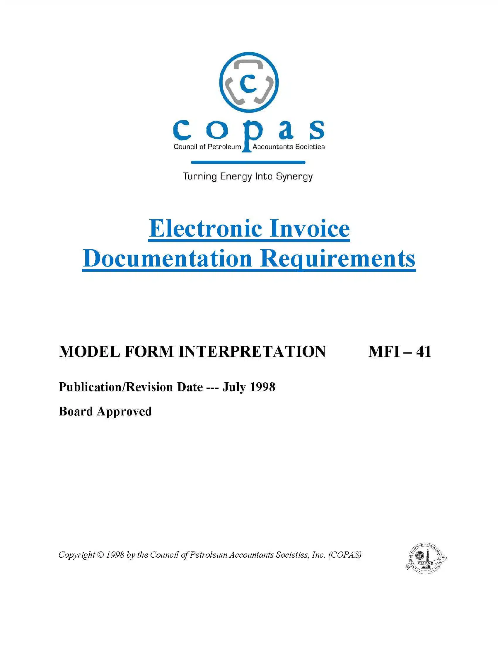 MFI-41 Electronic Invoice Documentation Requirements