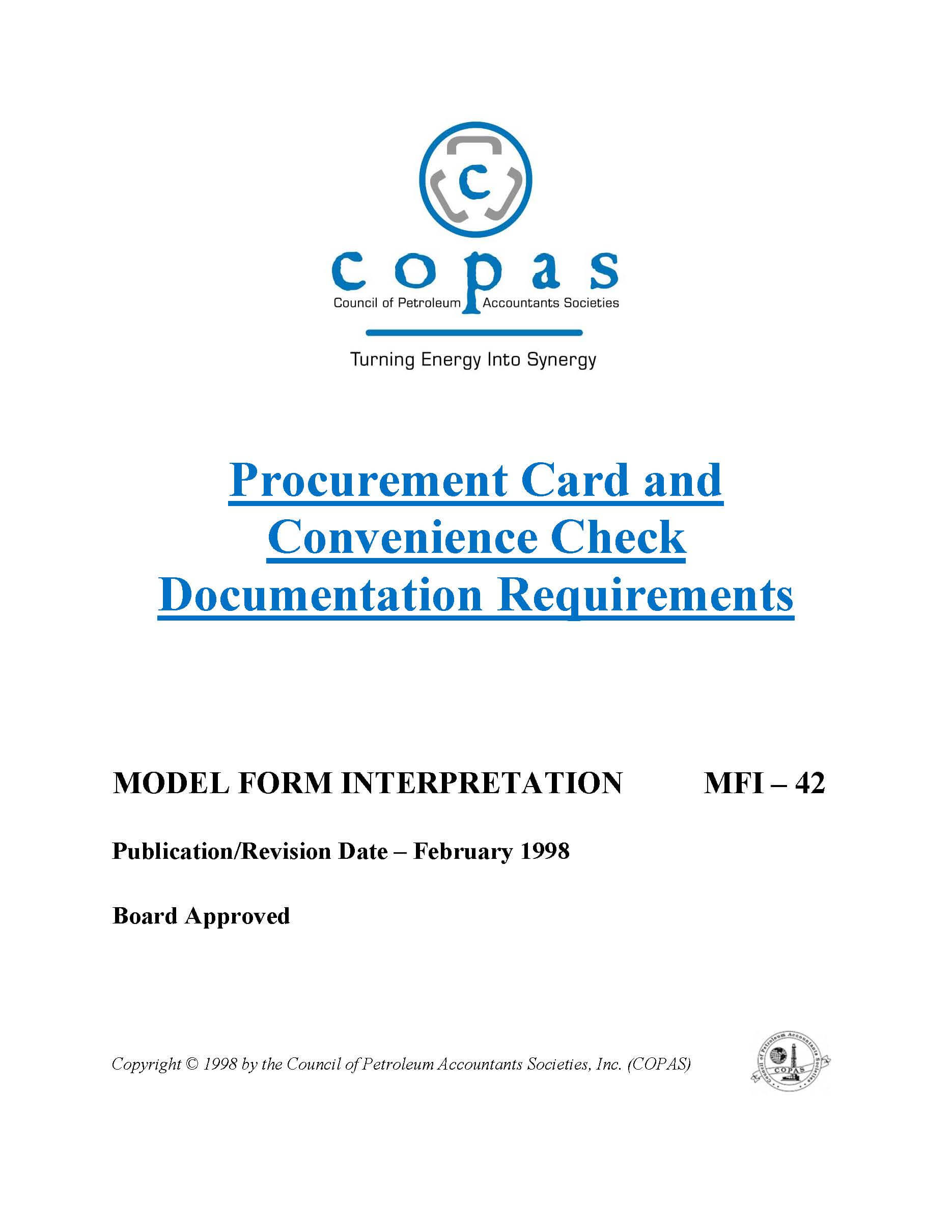 MFI-42 Procurement Card and Convenience Check Documentation Requirements