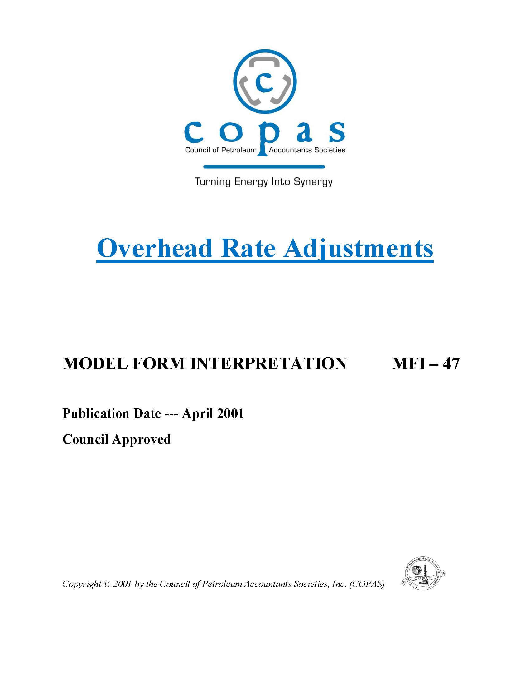 MFI-47 Overhead Rate Adjustments - products MFI 47 Overhead Rate Adjustments - Council of Petroleum Accountants Societies