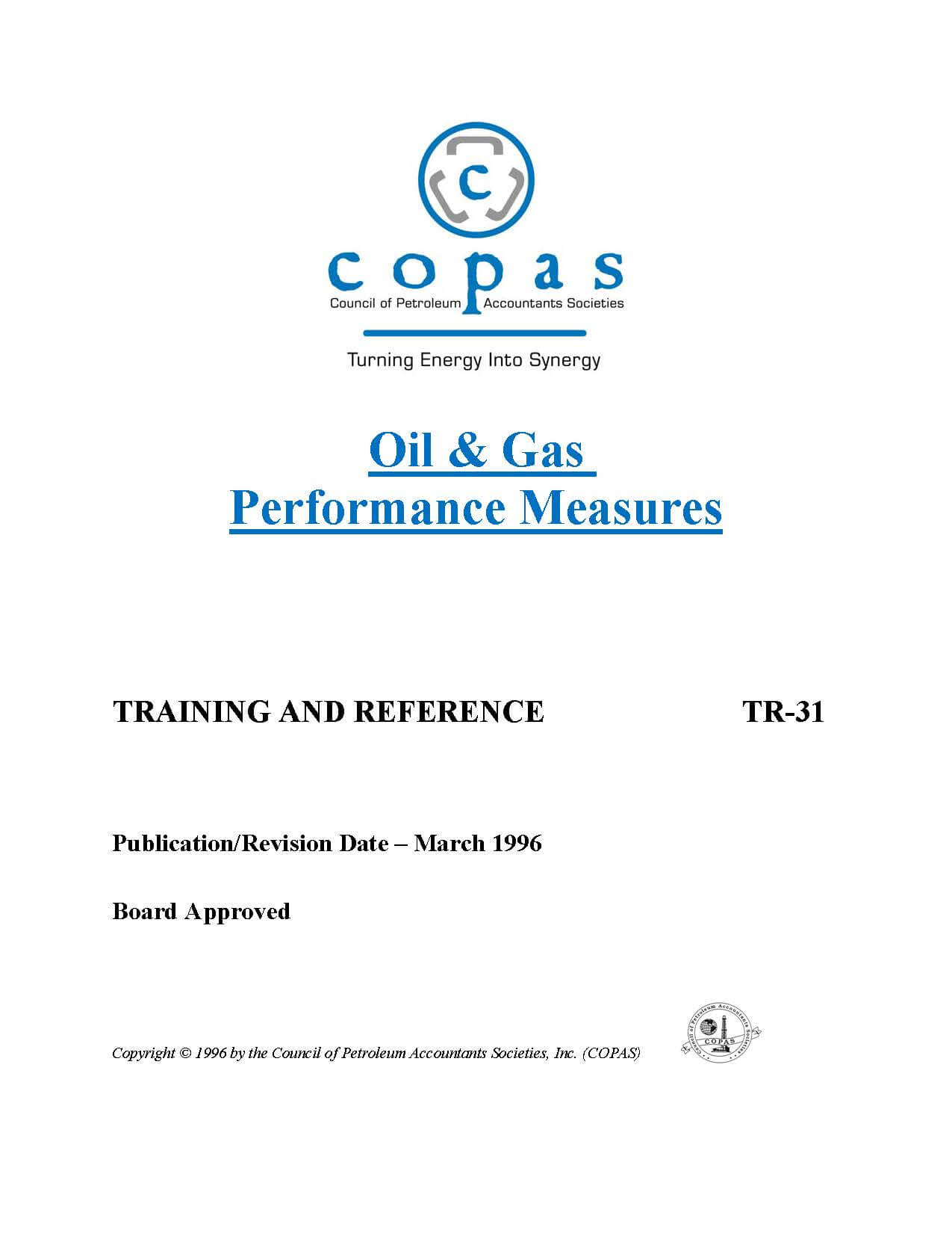 TR-31 Oil & Gas Performance Measures - products TR 31 Oil and Gas Performance Measures - Council of Petroleum Accountants Societies
