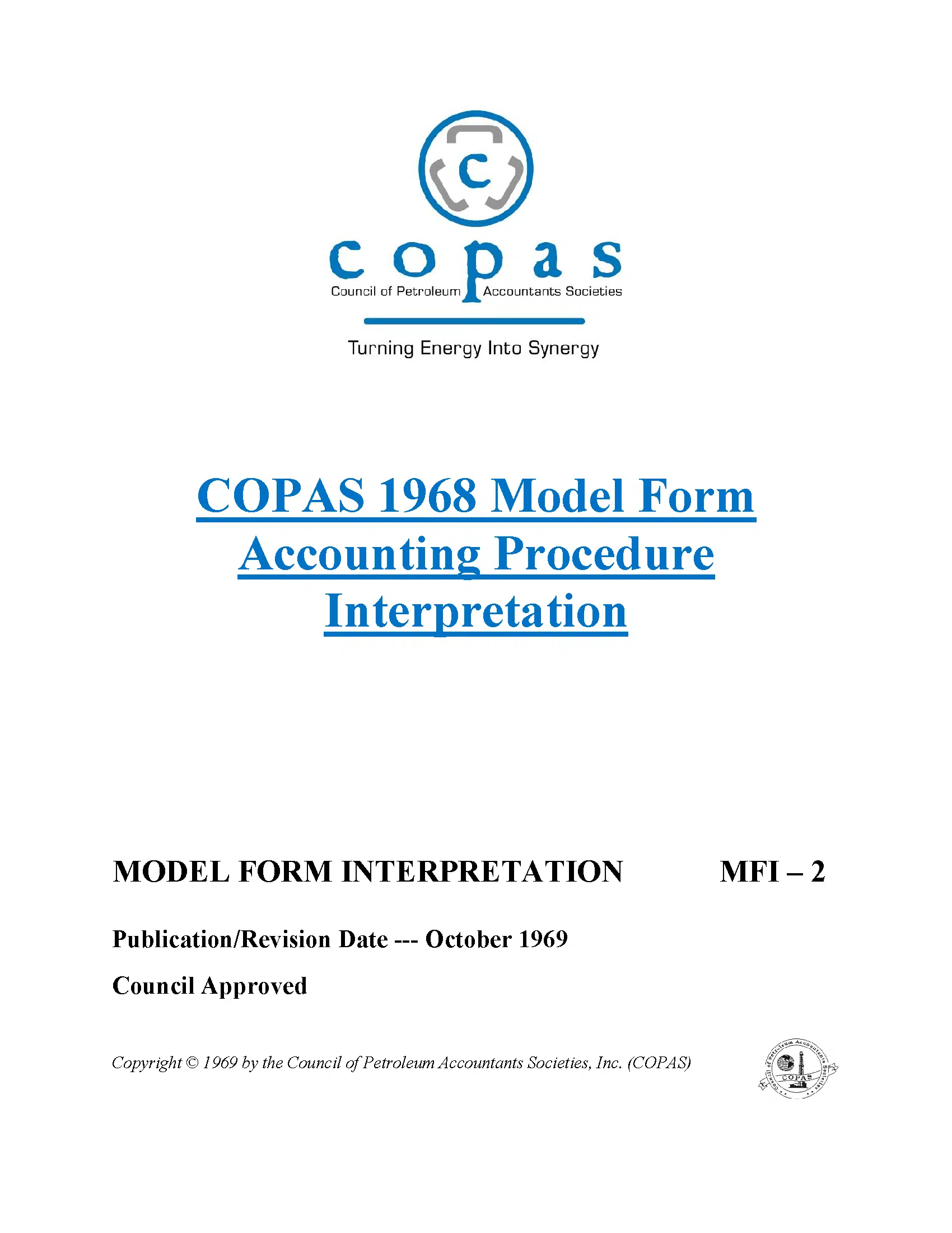 MFI-2 1968 Model Form Accounting Procedure Intepretation