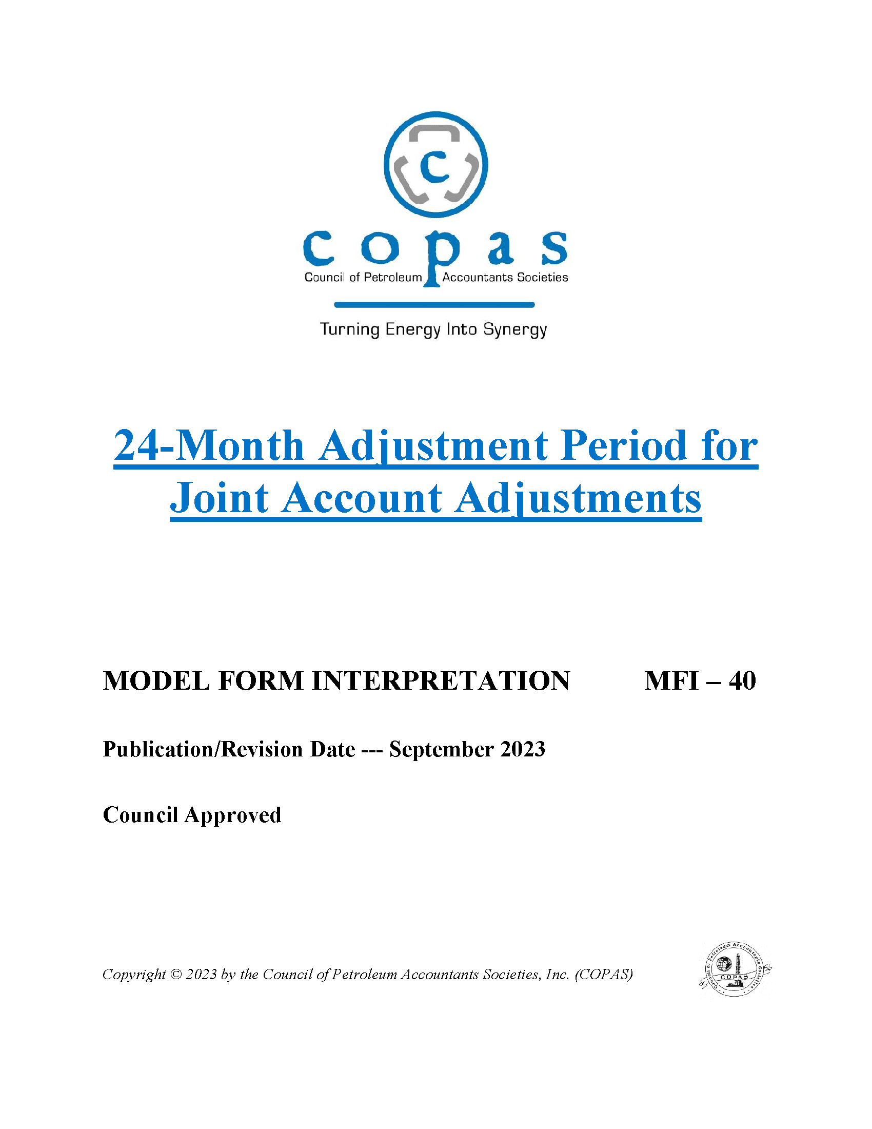 MFI-40 24 Month Adjustment Period for Joint Account Adjustments